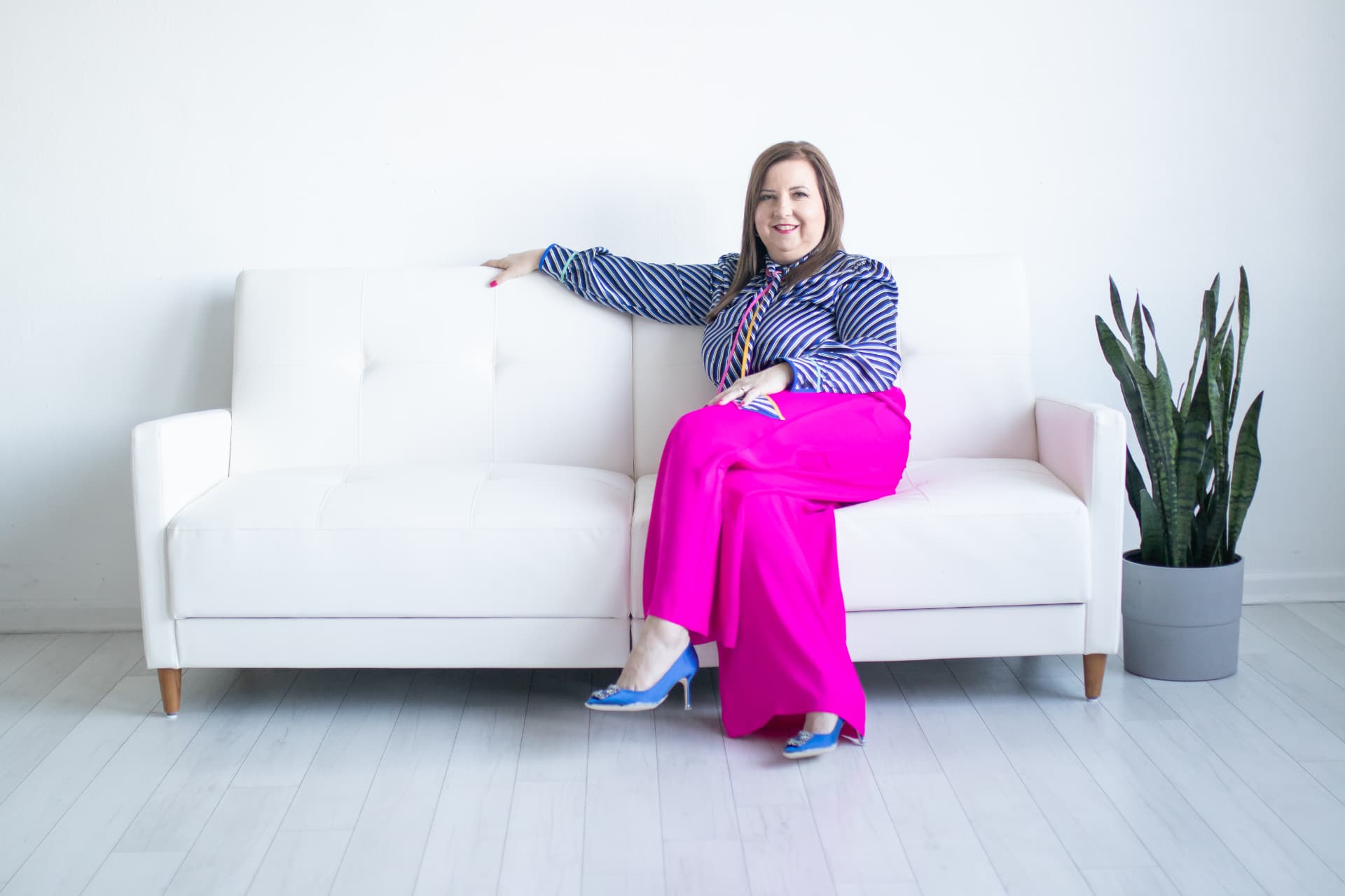 Deborah Daniel seated, composed and at ease.